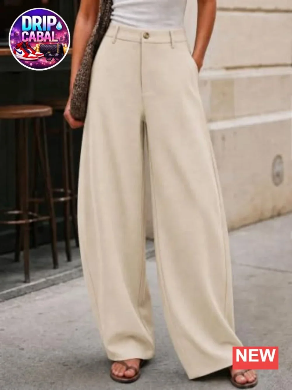 Womens Barrel Dress Pants High Waisted Wide Leg Work Trousers Palazzo Business